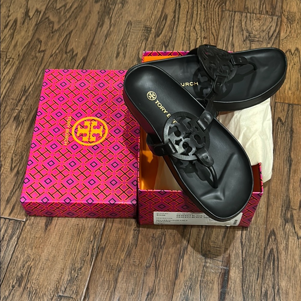 Tory Burch Black Leather Miller Cloud